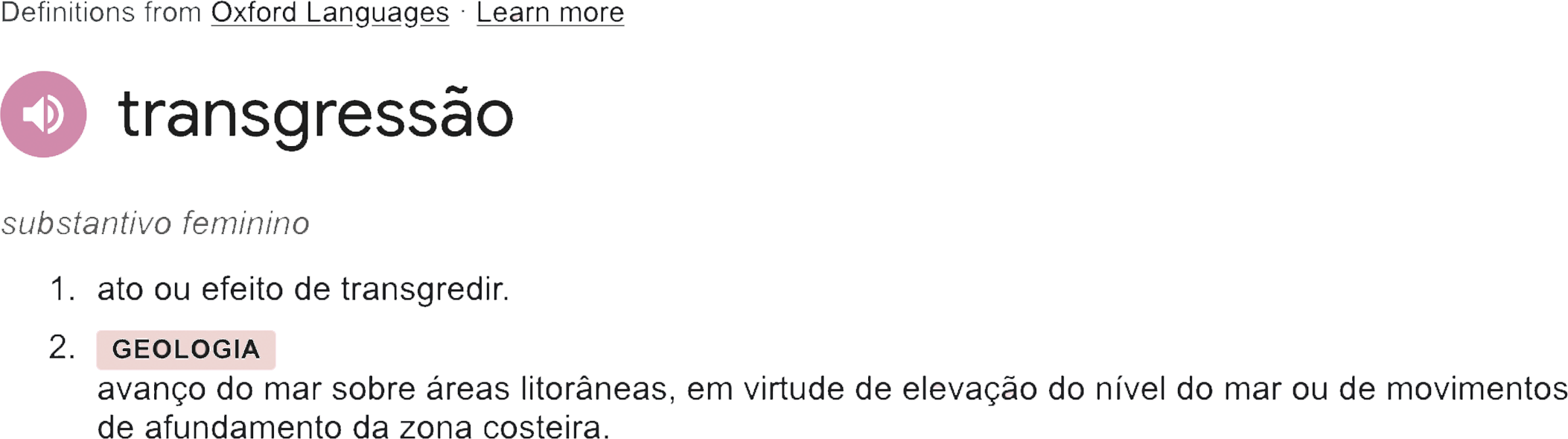 Definição da palavra transgressão